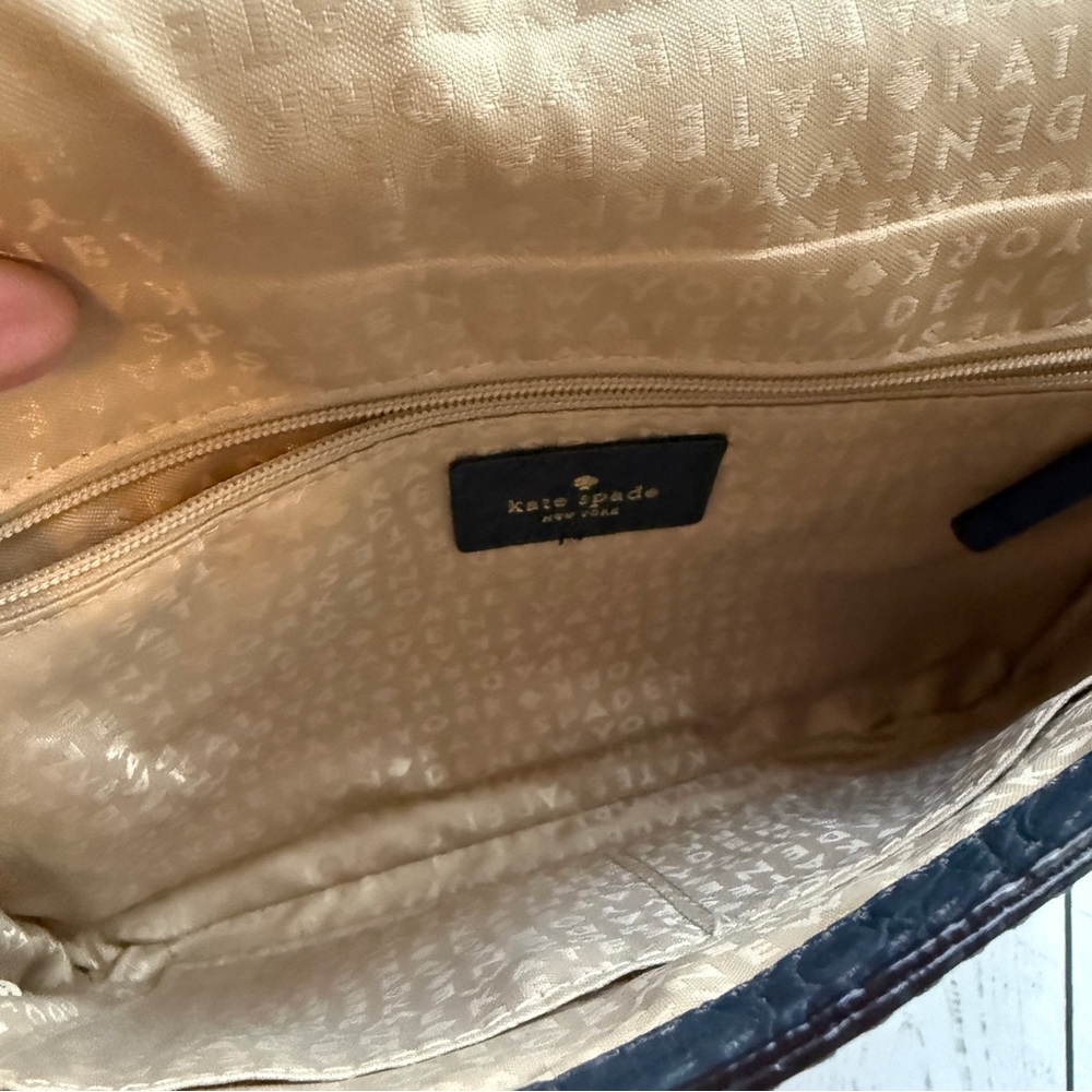 Kate Spade | Fiona Orchard Valley Navy Croc Embossed Leather Crossbody - Picture 4 of 8